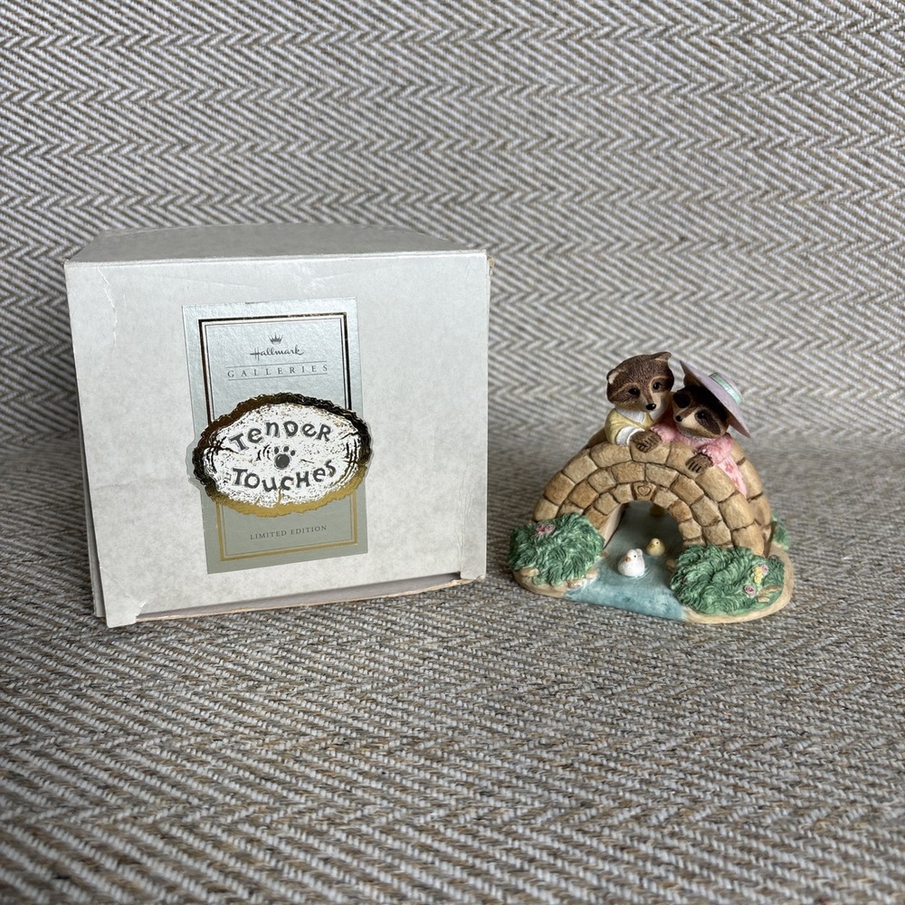 Hallmark Tender Touches Raccoons Bridges Figurine